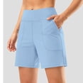 thumbnail image 3 of SWSMCLT Women's High Waisted Shorts Spandex Thin Elastic Waist Yoga Shorts Running Soft Biking Sky Blue 16-18, 3 of 5