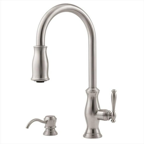 Pfister Hanover 1-Handle Pull-Down Kitchen Faucet with Soap Dispenser, Stainless Steel
