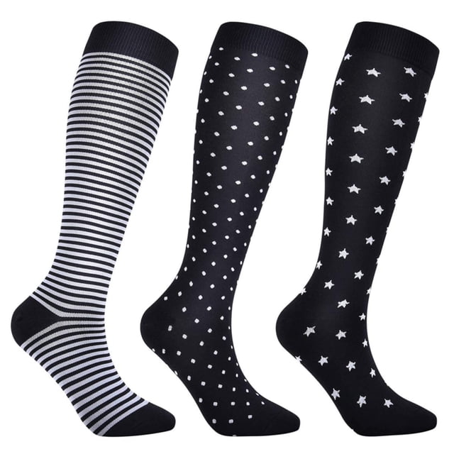 Bas 3 Paires de Chaussettes de Compression pour Hommes et Femmes Chaussettes de Soutien Colorées pour Sports Vol Course Voyage Cyclisme Bas