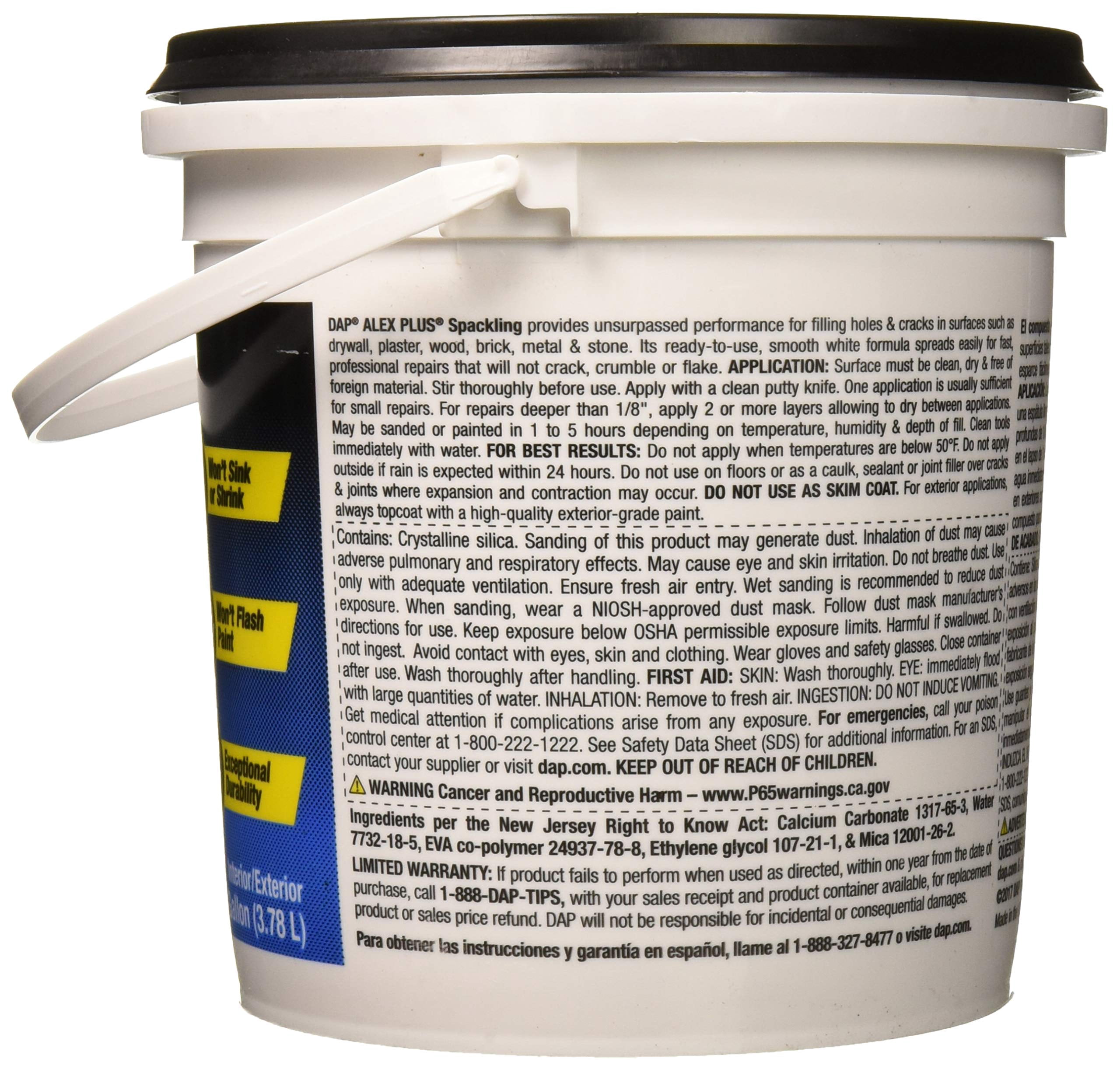Dap 18747 1 Gallon White Alex Plus Spackling