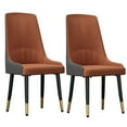 thumbnail image 5 of Wisfor 2PCS Accent Dining Chairs Kitchen Cafe Dining Chairs Wooden Legs Faux Leather Cover, Orange Colour & Grey Colour, 5 of 13