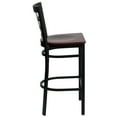 thumbnail image 5 of Emma + Oliver Black Metal Window Back Barstool, Mahogany Wood Seat, 5 of 7