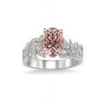 thumbnail image 2 of Limited Time Sale 1.25 Carat Round Cut Morganite And Diamond Moissanite Flower Leaf Shape Engagement Ring For Women In 10K White Gold Plating, 2 of 2