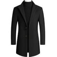 thumbnail image 3 of Maqroz Mens Trench Coat Single Breasted Mid Length Jacket Notched Collar Fall Winter Windproof Windbreaker Stylish Casual Outerwear with Pockets, 3 of 5