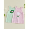 thumbnail image 3 of BemeyourBBs Toddler Baby Girl Gold Dress Outfits Summer Tank Overall Dress Golf Bow Embroidery Stripe Sleeveless Round Neck A-Line Dress, 3 of 9