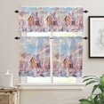 thumbnail image 2 of Christmas Candy House Tree Kitchen Curtains and Valances Set, Gingerbread Marshmallow Winter Snow Pink Rod Pocket Window Valance Window Curtain Panels for Living Room Bedroom, 27.5x24in, 3 Pieces, 2 of 7