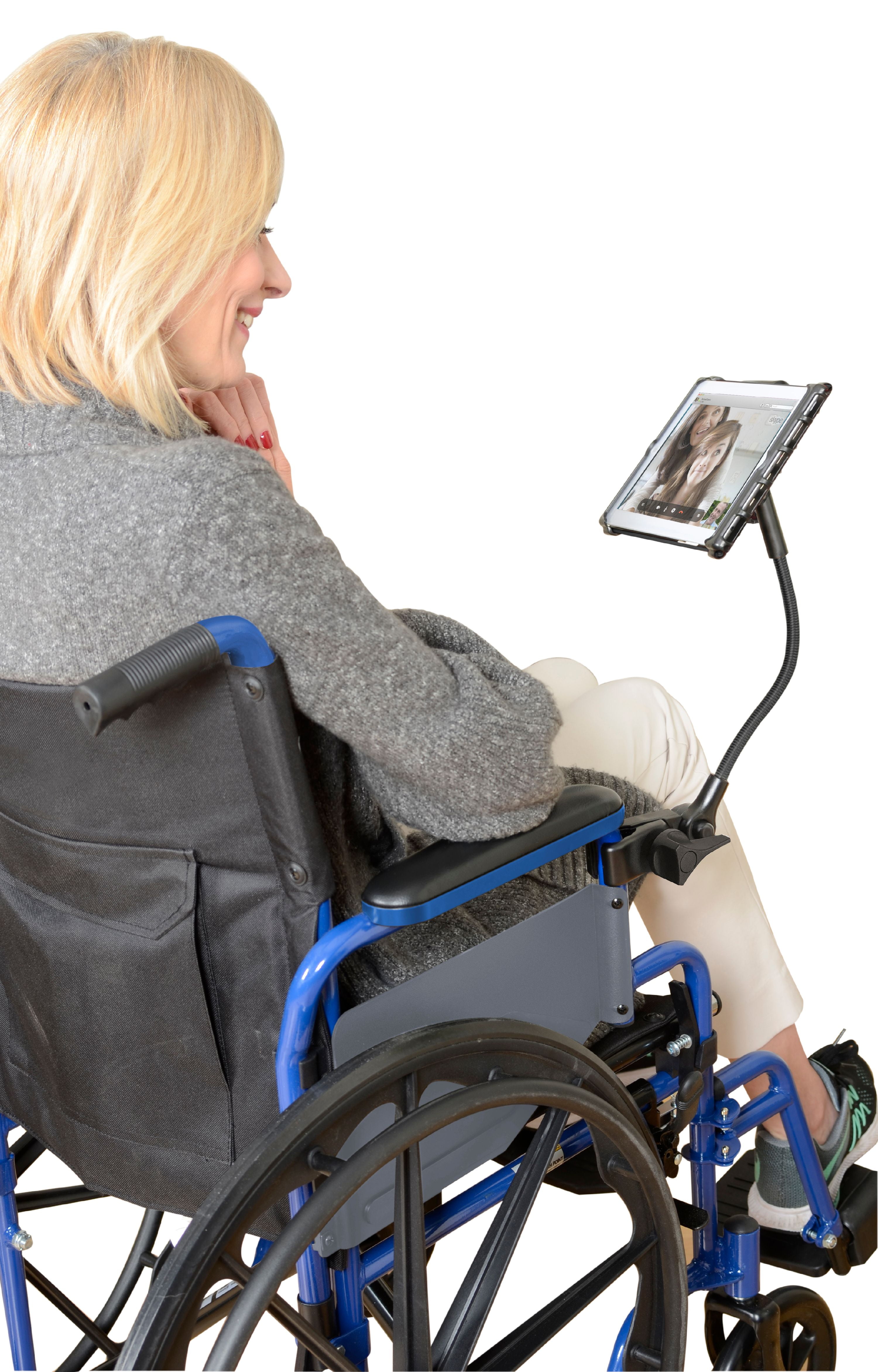 Delta Tablet Holder with Flexible Extension Clamp for Mobility Wheelchair