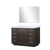 Abbey 48" W Brown Oak Single Vanity, Cultured Marble Top and 46" Mirror