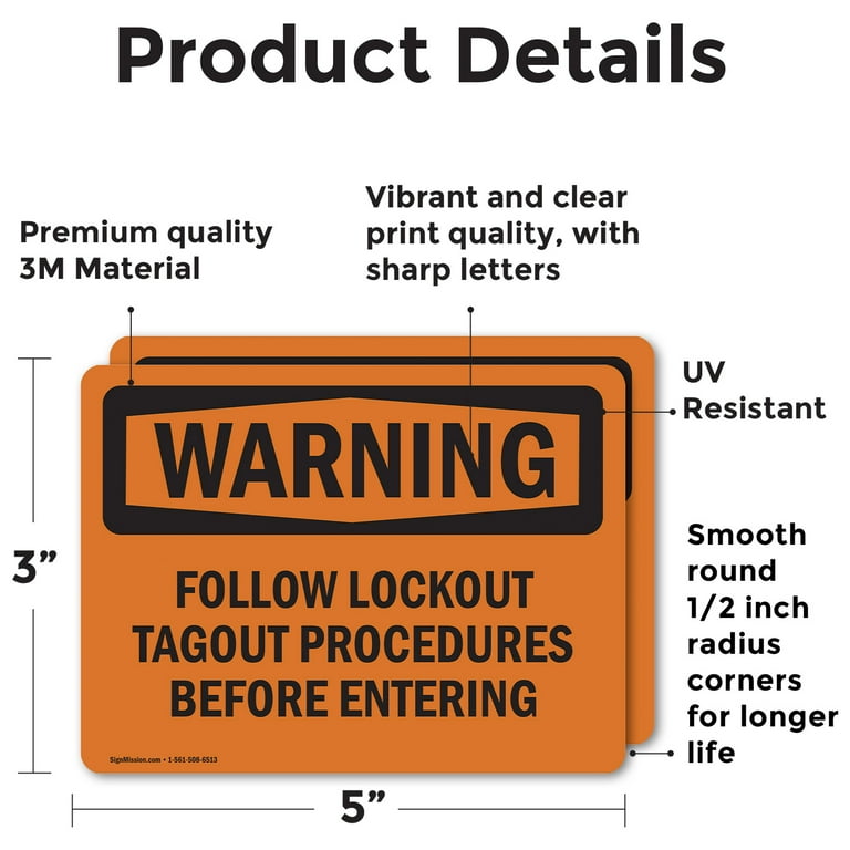 2-pack-follow-lockout-tagout-procedures-osha-warning-sign-5-inch-x-3-5-inch-vinyl-label-decal-sticker-weather-resistant-uv-protected-for-workplace-business-and-construction-site-walmart-com for Free Printable Lockout Tagout Signs 2 Pack) Follow Lockout Tagout Procedures OSHA Warning Sign 5 Inch X 3.5 Inch Vinyl Label Decal Sticker Weather Resistant, UV Protected for Workplace, Business, and Construction Site, - Walmart.com for Free Printable Lockout Tagout Signs