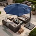 thumbnail image 3 of 10 ft Solar-Powered Cantilever Patio Umbrella with 28 LED Lights, 360° Rotation & 6-Level Tilt,Navy Blue, 3 of 8