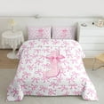 thumbnail image 2 of jejeloiu Monogrammed J Letter Queen Comforter Set,Cute Kawaii Bowknot Bedding Comforter Set For Bow Girl Reversible 3pcs, 2 of 8
