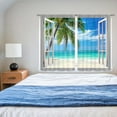 thumbnail image 4 of Ocean Beach Palm Trees Kitchen Curtains Summer Tropical Island Bedroom Window Treatments Nature Landscape Scenic Nature Bedroom Living Room Drapes Fabric 2 Panels 26x36 Inch, 4 of 6
