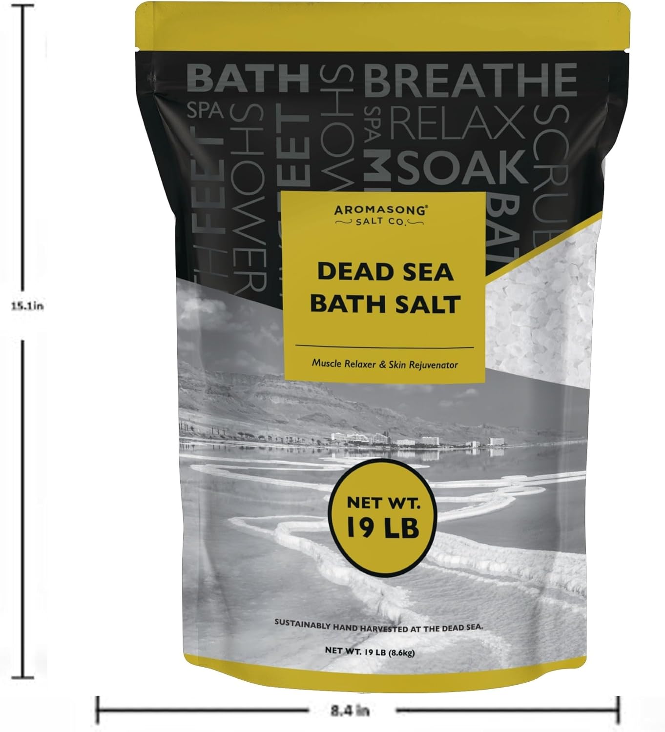 Aromasong Dead Sea Salt Bath Soak, 19 lb Bulk Mineral Sea Salt for Bath, Foot Soak, Detox & Home Spa Use