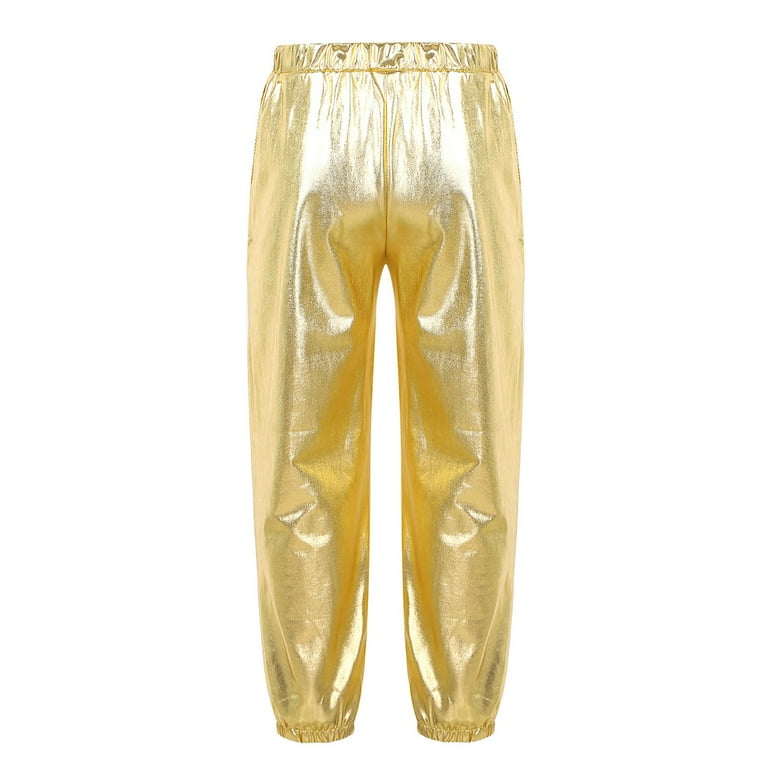 inhzoy Kids Girls Boys Shiny Metallic Flared Pants Bell Bottoms