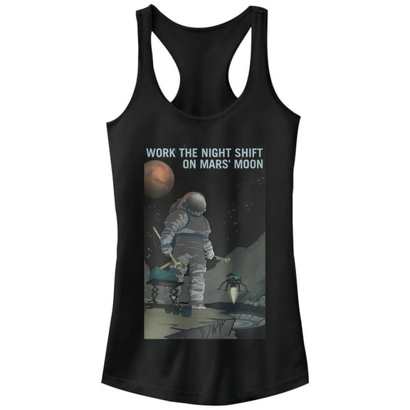 Junior's NASA Mars Night Shift  Racerback Tank Top Black Small