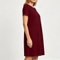 thumbnail image 7 of Noric Women's Summer Casual Short Sleeve Dress Solid Color Crew Neck Pleated Beach Vacation T-Shirt Dresses, 7 of 7