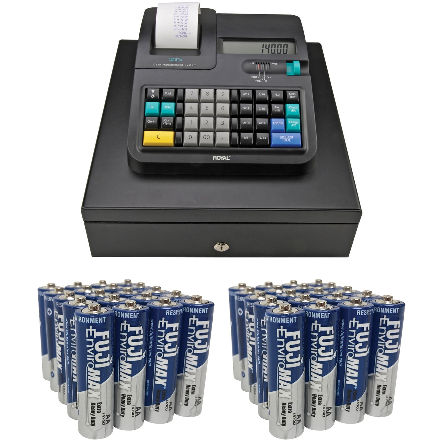 Royal 29475X 140DX Cash Register & Fiji AA 40 PK