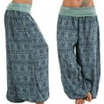thumbnail image 1 of Pantalons Femmes Décolleté Imprimé Bande Large Pantalons de Jambe Femmes Pantalons Décontractés Armée Vert M, 1 of 9