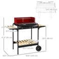 thumbnail image 2 of Chariot de Barbecue au Charbon Rouge avec Hauteur Réglable à 5 Niveaux, Barbecue en Métal avec Grille de Réchauffement, Tablettes Latérales et Inférieures, Récupérateur de Cendres et Roues pour Patio, Jardin Ou Cour Arrière, 2 of 7