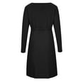 thumbnail image 5 of LLYwey s Womens Dresses Casual Solid U-Neck Buttons Long Sleeve Waist Dress New Dressy Dresses Black M, 5 of 8