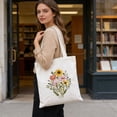 thumbnail image 3 of Embroidery Kit Canvas Tote Bag for Beginners,Cross Stitch Kits for Adults,DIY Books Flowers Pattern,Women Shopping Reusable Grocery Bags, 3 of 7