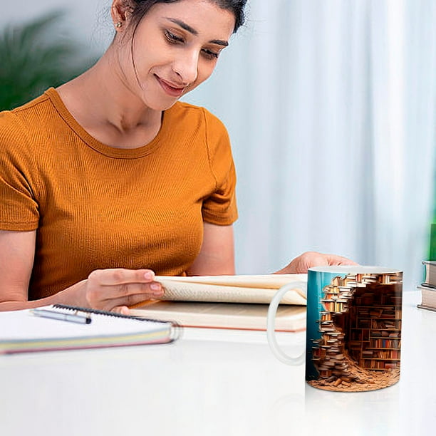 Taza de Cerámica con Estantería de 350 Ml | Vaso para Cepillo de Dientes Estilo Pareja | Vaso de Plástico Sin Bpa | Resistente, 9,5 Cm de Diámetro y 8 Cm de Altura | Multiusos: Hogar, Oficina, Gimnas