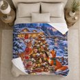 thumbnail image 5 of Woodland Animals Christmas Tree Decorating Scene Festive Illustration, Festive Holiday Scene, Warm Flannel Blanket for Living Room and Reading Nook, Art Lovers Christmas Gift, Festive Home Decor, 5 of 9
