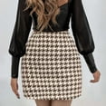 thumbnail image 4 of GZWYHT Skirts for Women,Mini Skirt Fashion Women Houndstooth Plaid Print Short High Waist Mini Sheath Skirt Pencil Skirt,Summer Skirts,Khaki Dress,Short Skirts L, 4 of 9