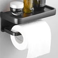 thumbnail image 3 of Ounissouiy Soporte de almacenamiento multifuncional para baño, estante de papel higiénico montado en la pared, organizador de baño multiusos para Juegos de accesorios de baño Negro 2 capas Ounissouiy HA027599-01, 3 of 6