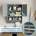 thumbnail image 5 of ZYPPP Medicine Cabinet with 2 Louvered Doors, 3-Position Adjustable Shelf, Towel Bar, Wall Mounted Bathroom Cabinet Above Toilet, Over The Toilet Space Saver (Grey), 5 of 10