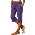 thumbnail image 2 of Capris for Women Solid Color Side Split Pocket Stretch Knit Cropped Pants with A Body Friendly Fit for Active and Casual Wear Pants for Women, 2 of 7