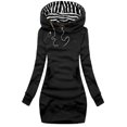 thumbnail image 2 of Inkach Women Fashion Solid Sweatshirt Pocket Stripe Turtleneck Hooded Long Sleeve Top, 2 of 3