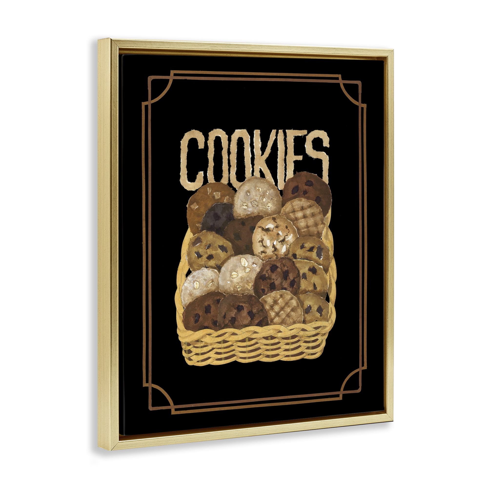 Stupell Industries Assorted Cookie Basket Food & Beverage Painting Gold Floater Framed Art Print Wall Art, 25 x 31