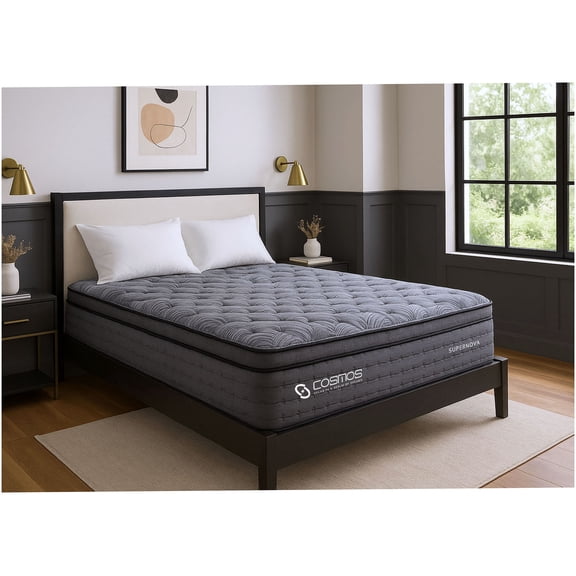 14" California King Hybrid Mattress, Pocket Innerspring with Memory Foam, Plush Support, Motion Isolation, Cooling Gel Infusion, Medium Firm, CertiPUR-US Certified