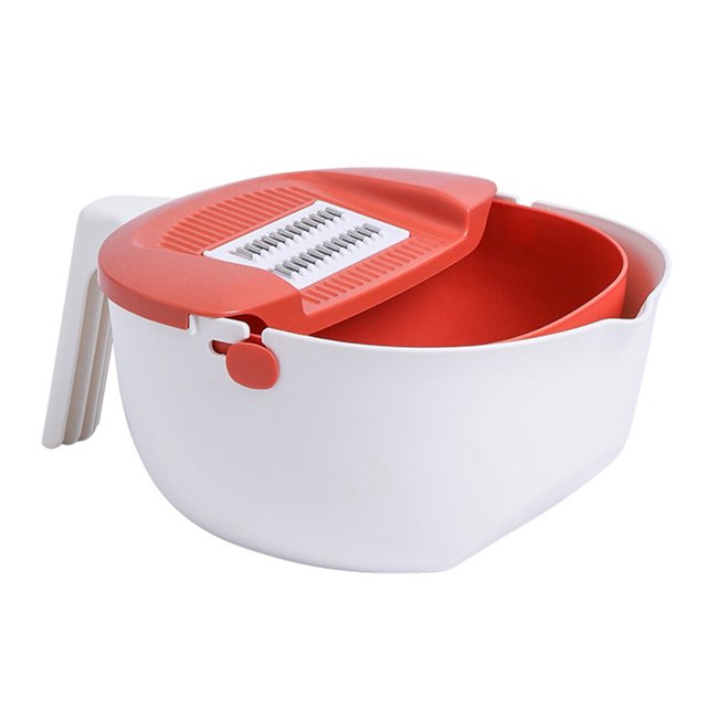 Multifunctional Vegetable Cutter with Drain Basket Manual Veggie Grater for Home