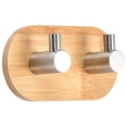 thumbnail image 1 of Gancho adhesivo, ganchos de pared para baño, toallero, gancho para cocina, dormitorio, bambú y acero inoxidable., 1 of 3