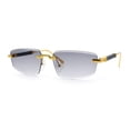thumbnail image 4 of Bevel Lens Rimless Hustler Retro Gangster Rapper Rectangle Luxury Sunglasses Gold - Smoke, 4 of 8