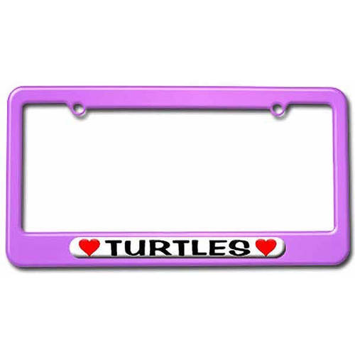 Turtles Love with Hearts License Plate Tag Frame, Multiple Colors