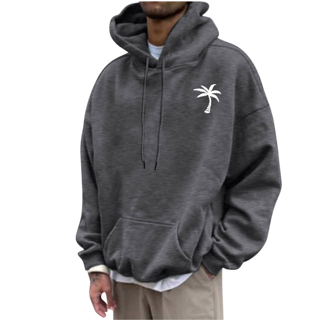 QIPOPIQ Men's Graphic Print Long Sleeve Drawstring Hoodie Pullover Sweatshirt Clearance