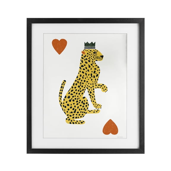 Leopard & Hearts Card Black Framed Print Under Glass, design by Svetlana Aleynikova