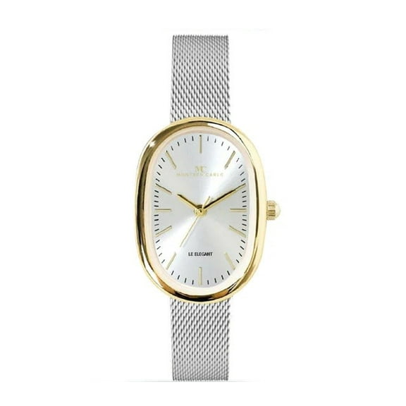23mm Montres Carlo Women's Fashion Classic Luxury Metal Mesh Band Dress Watch (Gold/Silver/Silver)