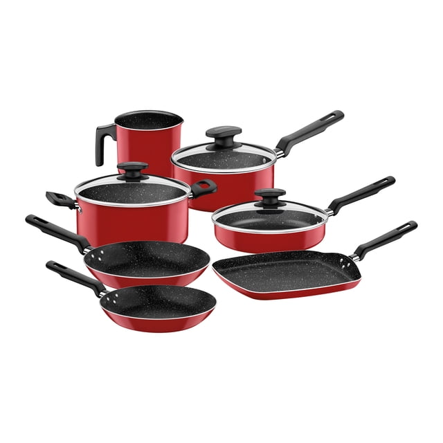 Batería de Cocina Tramontina Aluminio 10 Pzas Modelo Roch Rojo