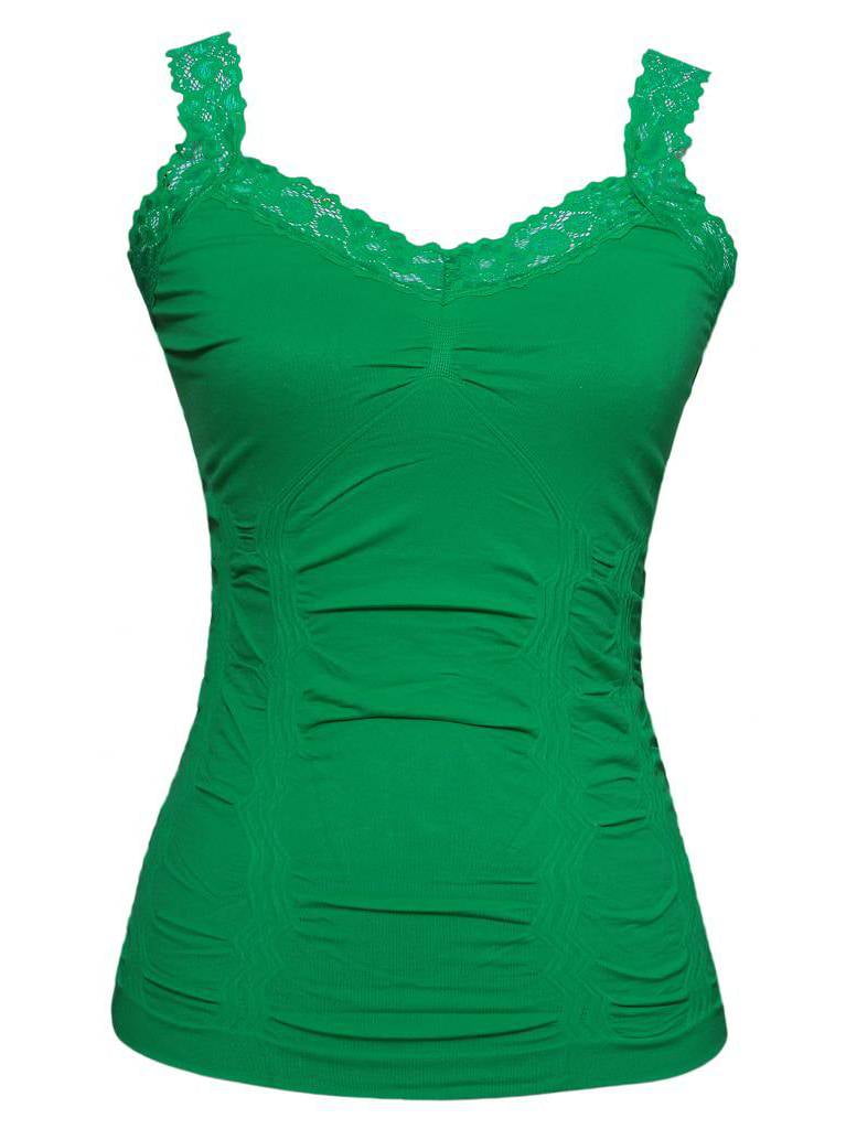 Womens Lace Trim Camisoles Green