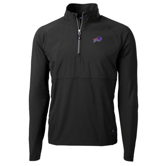 Men's Cutter & Buck Black Buffalo Bills Adapt Eco Knit Hybrid Recycled Quarter-Zip Raglan Jacket
