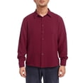 thumbnail image 1 of Camisa informal de lino para hombre con botones, manga larga y corte holgado, mezcla de poliéster para otoño, cuello en V, tallas S-XXXL, lavable a máquina, 1 of 8