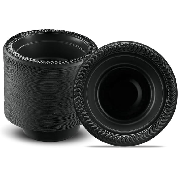 PLASTICPRO 5 Oz Black Plastic Bowls Round Disposable Microwavable Bowls, 800-Pack
