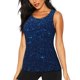 thumbnail image 1 of Fotbe Sparkling Blue Glitter Blusas Sin Mangas para Mujer – Estilo Casual, Corte Suelto, Slim-Fit, Cuello Redondo Deportivo, Tops de Verano para Gimnasio y Yoga-X-Large, 1 of 7