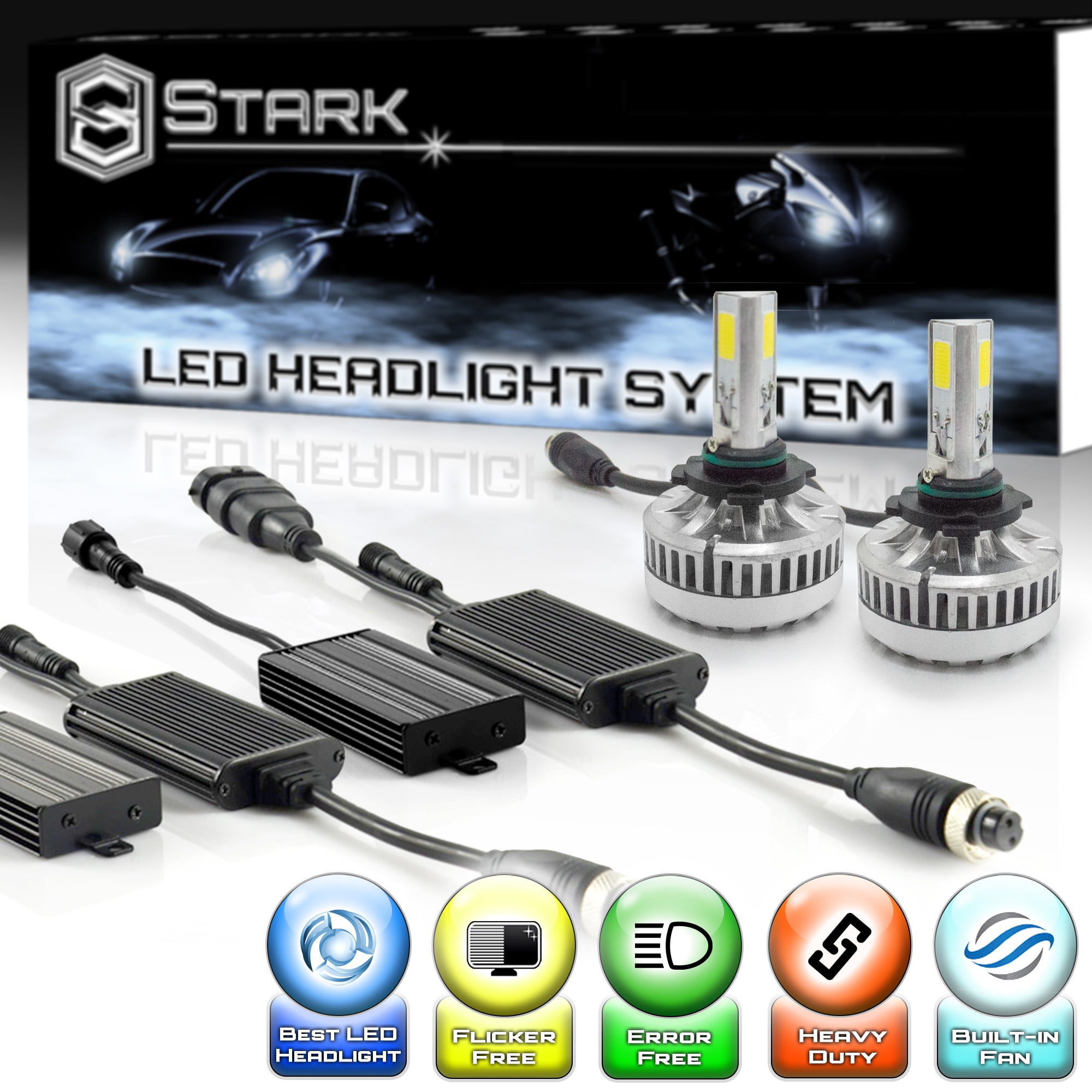 Headlight High Fog Stark LED 80W 9000LM 3-Sided Conversion Kit 6000K White 
