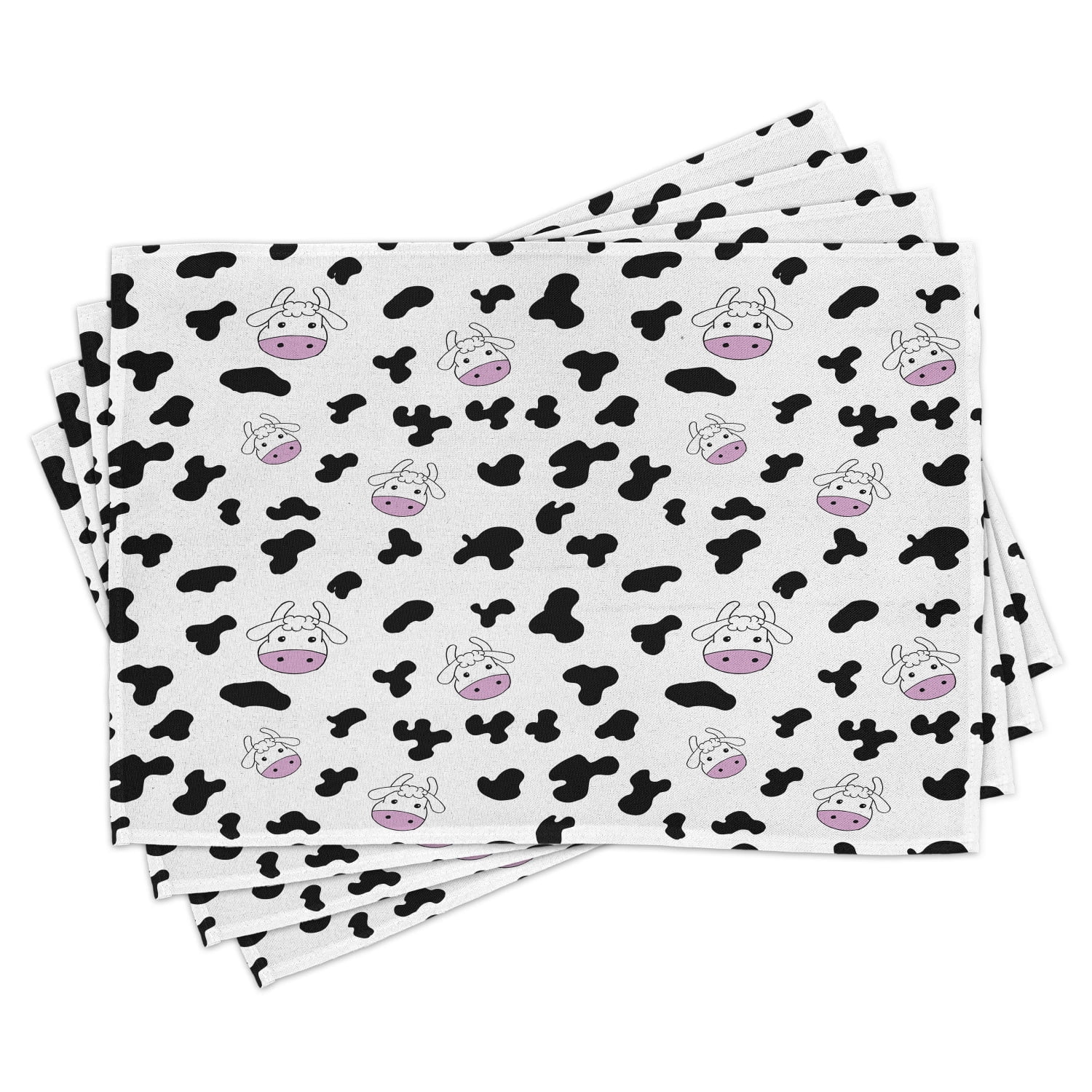Cow Print Placemats Set of 4 Animal Cow Hide Pattern Doodle Cartoon