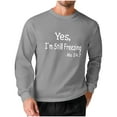 thumbnail image 3 of Feancey Casual Long Sleeve T Shirts for Men Yes I'm Still Freezing Letter Printed Tshirt Big and Tall Fashion Regular Fit Tee Shirt Crewneck Pullover Shirt Gray XL, 3 of 6